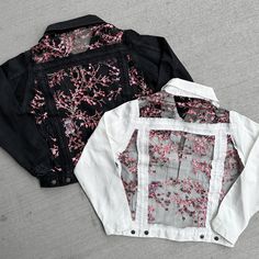 THE SAKURA JACKET (PREORDER) – Dragon Denim Spring Streetwear Denim Jacket, Spring Floral Print Streetwear Outerwear, Black Long Sleeve Denim Jacket For Spring, Black Denim Jacket For Spring, Trendy Black Spring Denim Jacket, Trendy Black Denim Jacket For Spring, Spring Black Outerwear With Floral Embroidery, Dragon Denim, Pj Outfit