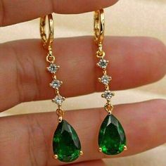 (eBay) Colour Stones ( Red / Green / Yellow / Blue / Black ). You can customize the following things given below If you have any queries related to the product or service you can expect a reply within 12-48 hours of inquiry. Green Wedding Jewelry, Emerald Earrings Drop, Emerald Green Earrings, Gold Jewelry Simple Necklace, Types Of Earrings, Prom Earrings, Green Yellow Blue, Diamond Dangle Earrings, Prom Jewelry