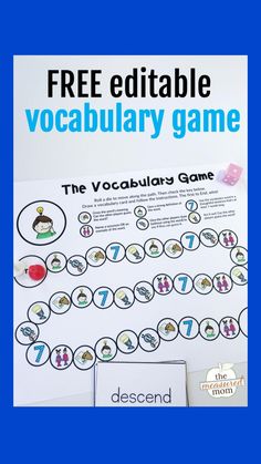 the free printable vocably game for kids to play with their own numbers