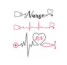 the words nurse and heartbeat are drawn in red, white and black ink on a white background