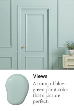 a green paint color that's picture perfect, with the words views on it