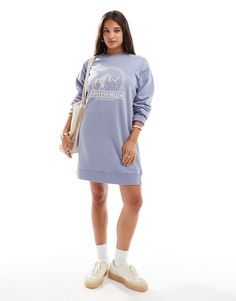 Dress by ASOS DESIGN Low effort, high reward Graphic print Long sleeves Ribbed trims Regular fit Bleu Pastel, Satin Slip Dress, Maxi Dress Trend, Petite Maternity, Orange Dress, Tea Dress, Plus Size Pregnancy, Sweatshirt Dress, Workwear Dress