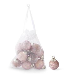 Bag of 12 1 Inch Mini Matte Pink Dot w/Gold Ornaments – Evolution Home Decor Gifts Bags, Pink Dot, Mini Pink