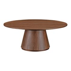 an oval wooden table on a white background