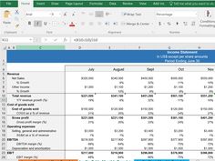 an excel spreadsheet showing the balances and numbers for each item in this project