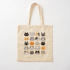 100% cotton reusable shopping carry bag with digital print on one side. Fun cat drawings including longhaired and shorthaired domesticated kitties. Siamese, black cats, moustache cat, calico, striped grey and white and tabby cats. Cool apparel and gifts for cat people. Tote Bag Cat Design, Diy Tote Bag Design, Cat Calico, Handpainted Tote Bags, Cat Tote Bag, Tabby Cats, Diy Tote, Cat Faces, Cat Drawings