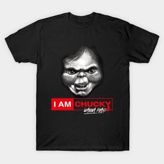 "Hi, I'm Chucky, and I'm your friend 'til the end! Hi-de-ho, ha-ha-ha!" -- Choose from our vast selection of Crewneck and V-Neck T-Shirts to match with your favorite design to make the perfect custom graphic T-Shirt. Pick your favorite: Classic, Relaxed Fit, V-Neck, Tri-Blend, Dolman Extra Soft Tri-Blend, Slouchy V-Neck, Slouchy, Premium, Heavyweight, Curvy, Ringer, and Curvy V-Neck. Customize your color! For men and women. Funny Character Print T-shirt For Fan Conventions, Black Pop Culture T-shirt With Funny Text, Black Fits, Kids Playing, Long Sweatshirt, Kids Hoodie, Fitness Fashion, The End, Graphic T Shirt