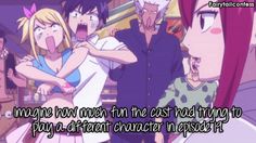 an anime scene with the caption that says, maybe how much fun the cast had trying to buy a different character in episode?