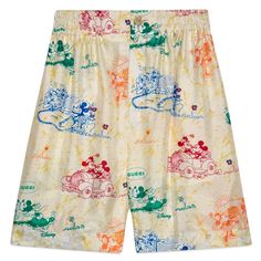 Authentic Gucci X Disney Silk Shorts The Playful Image Of Mickey And Minnie Mouse Defines This Ivory Silk Twill Shorts. In Celebration Of The Lunar New Year, Disney's Legendary Characters Appear Throughout Gucci's Ready-To-Wear And Accessories For The Cruise 2020 Collection, Displayed As Colorful Prints, Embroidered Patches Or Jacquard Motifs.;Disney X Gucci Disney;Mickey And Minnie Mouse Print Ivory Silk Twill;Elastic Details At The Waist;On-Seam Pockets;Button And Zip Closure;100% Silk;Made In Short Gucci Bottoms For Summer, Gucci Summer Bottoms, Disney Gucci, Gucci Shorts, Womens Long Shorts, Gucci Denim, Disney Mickey And Minnie, 2 Piece Short Set, Tweed Shorts