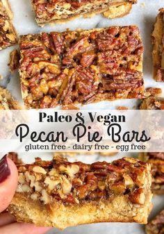 palen and vegan pecan pie bars with text overlay