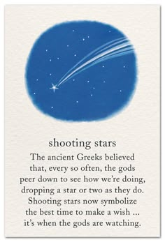 a blue circle with the words shooting stars on it and an image of a star in the sky