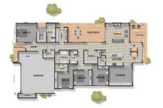 the floor plan for an apartment with four bedroom and two bathroom areas, including one living room