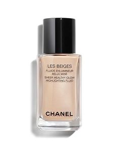 CHANEL - LES BEIGES Sheer Healthy Glow Highlighting Fluid 1 oz. Chanel Highlighter, Flower Infused Oil, Face Highlighter, Chanel Les Beiges, Chanel Beauty, Infused Oils, Water Lighting, Healthy Glow, Makeup Foundation