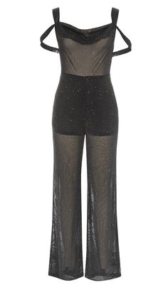 DIAMANTE MESH JUMPSUIT IN BLACK Concert Stage Outfits, Uzun Boy, Mesh Jumpsuit, Party Wear Dress, Grand Entrance, Natural Curves, Plus Size Shopping, Party Wear Dresses, Crepe Fabric