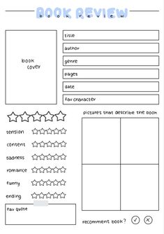 the book review worksheet is shown