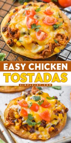 Whip up a quick and satisfying meal with Easy Chicken Tostadas! This simple dinner idea and busy weeknight dinner recipe is ready in just 20 minutes, featuring corn tortillas, corn, shredded chicken, salsa, taco seasoning, black beans, and cheese! A flavorful and convenient choice for any night! Chicken Tostadas Crockpot, Chicken Tostada Recipes, Homemade Taco Seasoning Recipe, Chicken Tostadas, Great Chicken Recipes, Pre Cooked Chicken, Salsa Picante