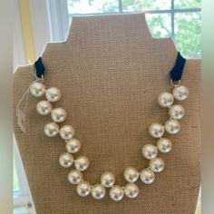 New With Tags! The Length Is Adjustable. New With Tags! Tie Ribbon, Pearls Necklace, J Crew Jewelry, Faux Pearl Necklace, Black Tie, Womens Jewelry Necklace, Faux Pearl, New Color, Pearl Necklace