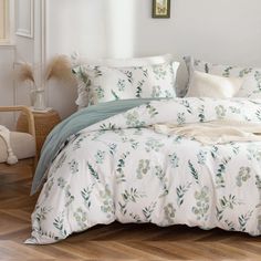 PRICES MAY VARY. 🌿【100% Washed Cotton】MILDLY Duvet Cover is made of 100% cotton. Washed cotton after the fabric is specially treated, it feels like linen, more breathable, durable and non-sultry, non-deformation when washing, non-fading. 🌿【Unique Aesthetic Pattern Design】MILDLY Printed duvet cover set features natural plant or natural scenes to infuse your bedroom more vibrantly to improve your sleep for utmost restful retreat. 🌿【Size & Package】3 Pieces Botanical Duvet Covet Set; King Size Du Farmhouse Bedding Sets, Queen Size Duvet Covers, Green Eucalyptus, Farmhouse Bedding, Floral Duvet, Comforter Cover, Cotton Duvet Cover, Quilt Cover Sets, King Duvet