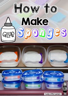 how to make sponges in the classroom with pictures and text overlay that reads, how to make sponges