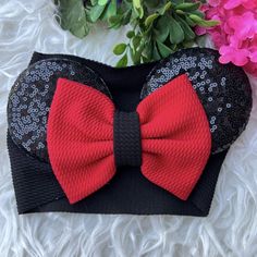 Fits Baby To Adults -Smoke Free And Pet Free. All Orders Ship Via Usps Within 24 Hours Monday-Saturday Minnie Mouse Red, Disney Birthday, Kids Boutique, Kids Hair Accessories, Boutique Accessories, Bow Headband, Kids Accessories, Minnie Mouse, Sequin