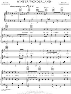 sheet music for the winter wonderland