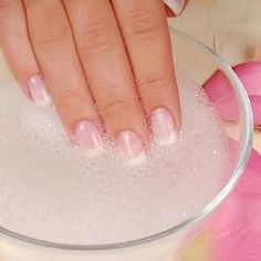 Strengthen your nails by soaking them in warm water and baking soda for 10 minutes once a week.    Soften cuticles by dipping them in a bowl of warm olive oil. Push the cuticles back gently with a cotton swab, and use Vitamin E to coat cuticles regularly. Jelly Nails, Back To Nature, Health And Beauty Tips, Mani Pedi, Nails Design, Nails Nails, Hair Skin, Beauty Secrets