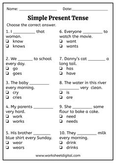 the simple present tense worksheet for students to practice their english speaking and writing skills