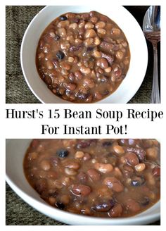 two bowls filled with beans on top of a table