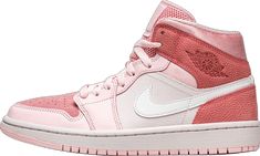 Digital Pink Jordans, Rosa Jordans, Jordan 1 Mid Digital Pink, Air Jordan 1 Mid Digital Pink, Pink Construction, Air Jordan Mid, Low Jordan 1, Pink Jordans, Exclusive Sneakers