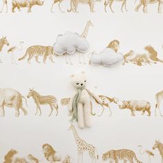 an animal themed wallpaper with giraffes and zebras