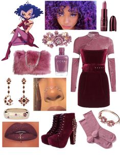 a collage of various items including lipstick, gloves and accessories