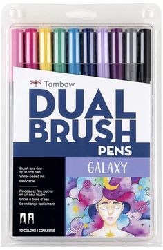 set of 12 colored dual brush pens