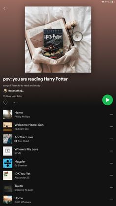 the harry potter app is open to read and play music on its own tablet device