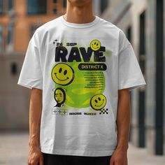 A vibrant and energetic T-Shirt perfect for those who love District X, festivals, DJ, house music, and raves. This tee exudes a fun and lively vibe, making it ideal for music events and parties. It is a must-have for music lovers and festival-goers looking to stand out in the crowd. Product features - Shoulder tape for stability - Seamless design for attractiveness - Ribbed knit collar for elasticity - Made from strong and smooth fabric - Classic fit for year-round comfort Care instructions - Ma Festival Tshirt, Dj House, Festival Shirt, Rave Party, Music Events, Festival Shirts, Electronic Dance Music, Gift For Music Lover, Music Event