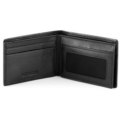 * Slim and simple wallet
 * Genuine leather construction
 * Complimentary gift box Formal Black Trifold Wallet With Id Window, Modern Black Leather Wallets, Durable Black Rectangular Wallets, Gents Wallet, Formal Black Textured Leather Wallet, Black Textured Leather Rectangular Wallet, Black Leather Wallet For On-the-go, Simple Wallet, Black Leather Wallet