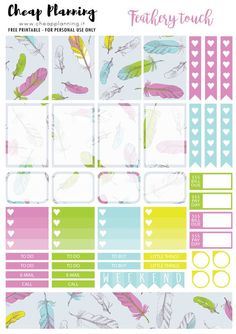 the printable planner stickers are shown in pink, green and blue