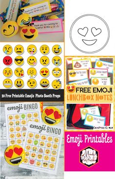 Free Emoji Printables Collection - Printable Emojis, Circus Preschool, Emoji Bingo, Preschool Circus, Peppa Pig Decorations, Emoji Coloring Pages