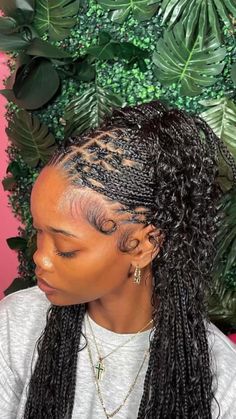 Bohemian Knotless, Boho Knotless, Beautiful Black Hair, Goddess Braids Hairstyles, Cute Braided Hairstyles, Cute Box Braids Hairstyles, Pretty Braided Hairstyles, Braids With Curls