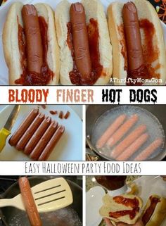 Hot Dog Party Food, Halloween Party Food For Kids, Finger Hot Dogs, Party Food For Kids, Snack Halloween, Strašidelný Halloween, Easy Halloween Party Food, Dogs Halloween, Party Essen