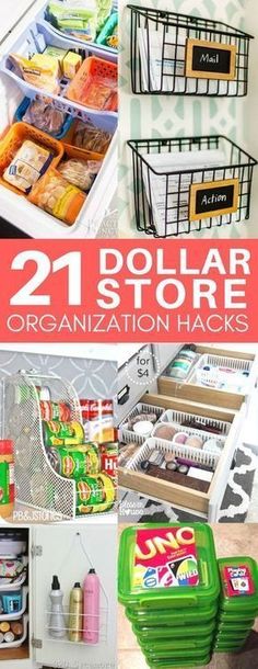 dollar store organization hacks that are great for organizing and storing items in the kitchen