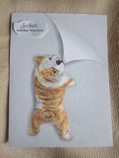 a drawing of a cat with an umbrella on it's head and body in the shape of a teddy bear