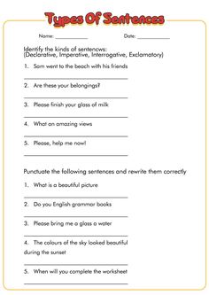 #Kinds_Of_Sentences_Worksheet_For_Grade_4 #Kinds_Of_Sentences_Worksheet #4_Types_Of_Sentences #Create_Worksheets Kinds Of Sentences Worksheet For Grade 4, Four Types Of Sentences, 4 Types Of Sentences, Create Worksheets, Sentence Worksheet, Wallpaper Blush, Complex Sentences Worksheets, Writing Sentences Worksheets, Combining Sentences