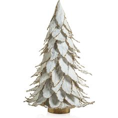 White Natural Leaf Christmas Tabletop Tree with Gold Trim Christmas Tabletop, Tabletop Christmas Tree, Paper Leaves, Christmas Tree Crafts, Beautiful Christmas Trees, Leaf Nature, Holiday Decorations, Kraft Paper, Beautiful Christmas