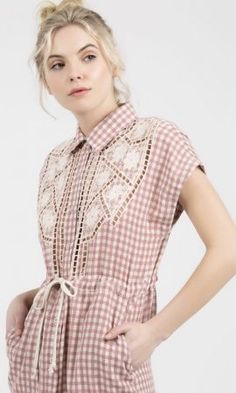 Bentley Short Sleeve Gingham Shirt Dress or Cardigan Duster Collared Gingham Dress For Spring, Spring Button-up Gingham Dresses, Gingham Shirt Dress, Pink Gingham Dress, Boho Midi Dress, Gingham Shirt, Mini Tank Dress, Vintage Inspired Outfits, Peasant Dress