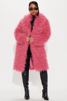 Available In Charcoal And Hot Pink. Coat Collar Long Sleeve Faux Fur Open Front Fully Lined Shell / Lining 100% Polyester Disclaimer: Garment Shedding May Occur Imported | Posh Life Faux Fur Coat in Hot Pink size XS by Fashion Nova Pink Fur Coat Outfit, Cute Coats For Women, Faux Fur Coat Outfit, Hot Pink Coat, Faux Fur Coats Outfit, Shaggy Faux Fur Coat, Pink Wardrobe, Pink Fur Coat, Fur Coat Outfit