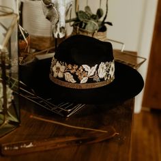 Beautiful Wide Brim Hat. I've Never Worn This. Its In Great Condition. It Has Its Own Hat Bag To Keep Safe & Dust Off Of It. All Of The Stitching Is Handmand And Is Made Of Swarovski Crystals And Have A Little Pouch Of Extra Crystals If Any Ever Fall Off. Xs/S/M. Was 450 + Plus Shipping & Taxe Elegant Flat Brim Hat For Festivals, Elegant Flat Brim Felt Hat For Festival, Elegant Brimmed Hat For Festival, Elegant Brimmed Festival Hats, Elegant Black Hat Band For Festival, Black Elegant Festival Hats, Elegant Black Festival Hats, Elegant Black Felt Hat For Festivals, Elegant Curved Brim Hats For Festivals