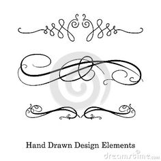 hand drawn design elements with swirls and scrolls