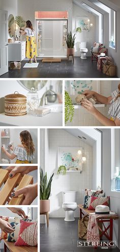 a collage of photos showing the inside of a house and how to decorate it