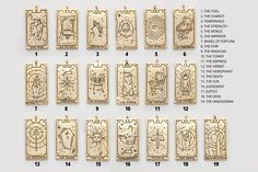 a set of twelve gold pendants with different designs on each one side and numbers in the middle