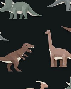 an image of paper dinosaurs on black background